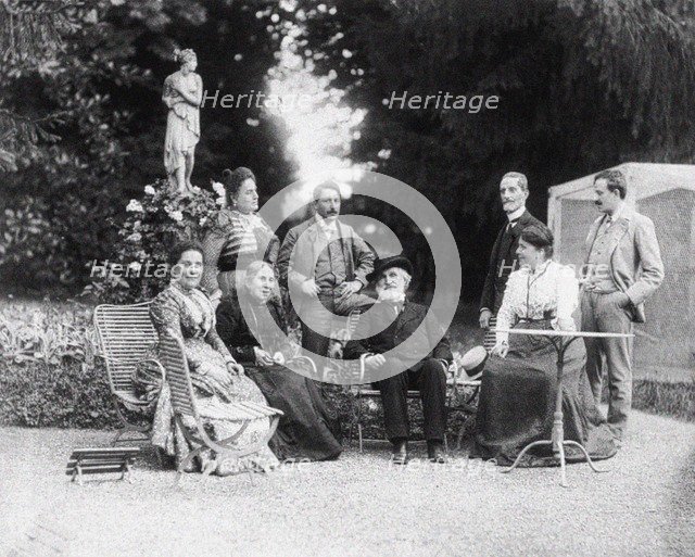 Giuseppe Verdi, his wife Giuseppina Strepponi (on his right), his adopted daughter Maria Carrara Ver