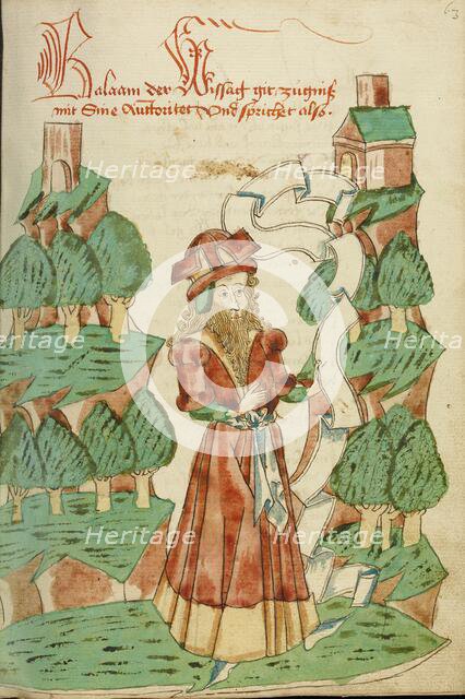 Barlaam with a Scroll; Barlaam und Josaphat, 1469. Creators: Hans Schilling, Diebolt Lauber.