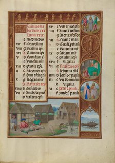 June Calendar Page: Sheepshearing: Cancer; Spinola Hours, about 1510-1520. Creator: Workshop of the Master of James IV of Scotland.