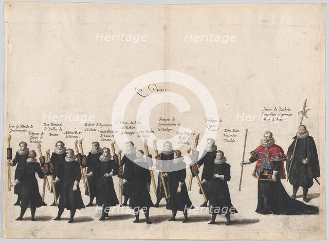 Plate 54: The pages marching in the funeral procession of Archduke Albert of Austria; from..., 1623. Creator: Cornelis Galle I.