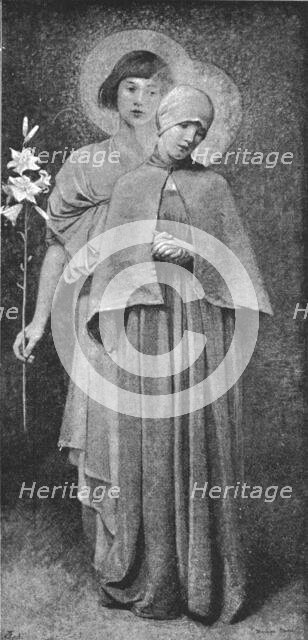 ''Pictures of the Year - V. "Hail, Mary !" after Mrs Marianne Stokes', 1891. Creator: Unknown.