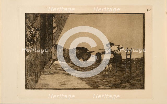 La Tauromaquia: The Daring of Martincho in the Ring at Saragossa, 1815-1816. Creator: Goya, Francisco, de (1746-1828).