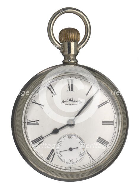 Pocket watch likely carried by Matthew Henson in 1908-9 Arctic expedition, 1888-1889. Creator: Unknown.