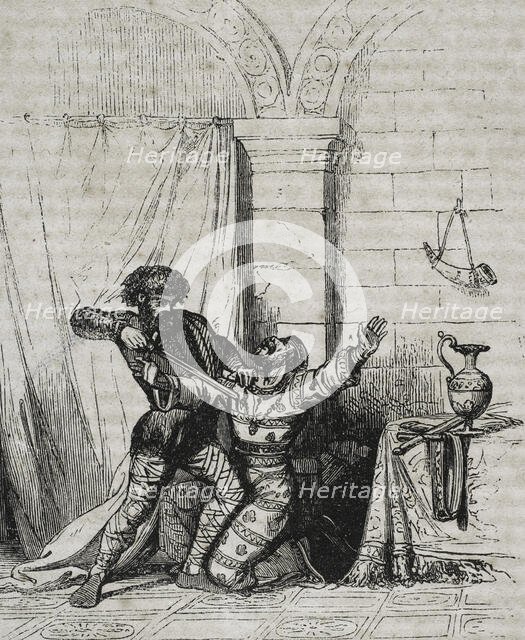 Death of Theudis, (d 548), King of the Visigoths in Hispania (531-548) in June 548..., 1852.  Creator: Unknown.