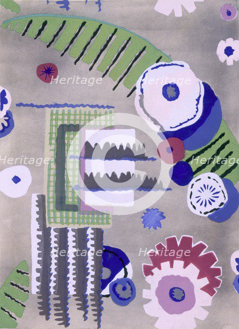 Wallpaper design by Maison Hans et Fils, pub. 1930. Creator: French School (20th Century).