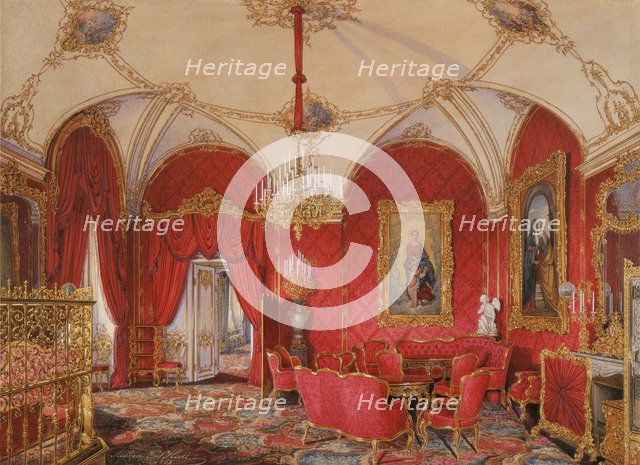 Interiors of the Winter Palace. The Fourth Reserved Apartment. The Corner Room, 1868. Artist: Hau, Eduard (1807-1887)