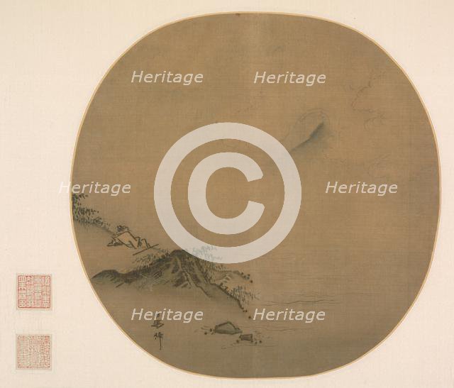 Scholar Reclining and Watching Rising Clouds; Poem by Wang Wei, 1225-75. Creator: Ma Lin (Chinese, c. 1185-after 1260).