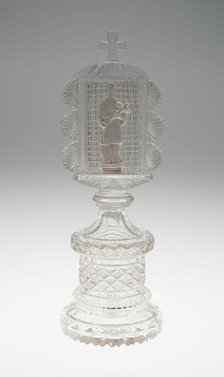 Stand with St. John Nepomuk, Bohemia, c. 1832. Creator: Bohemia Glass.