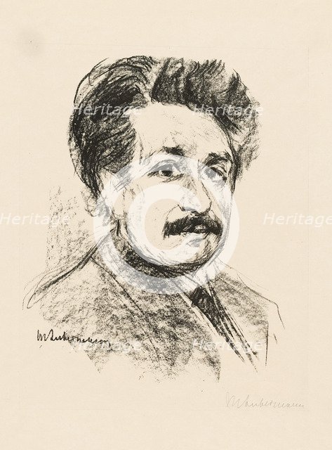 Portrait of Albert Einstein. Artist: Liebermann, Max (1847-1935)
