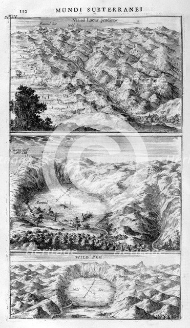 Lake geology, 1678. Artist: Athanasius Kircher