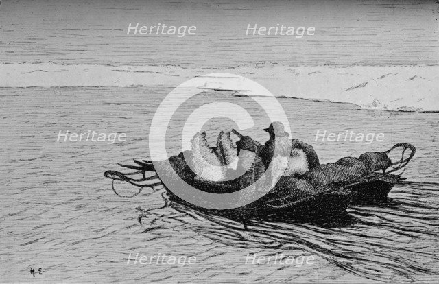 'Crossing a Crack in the Ice', c1893-1896, (1897). Artist: Unknown.