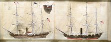Ships of Commodore Perry's American expedition to Japan of 1852-1854 Artist: Anon