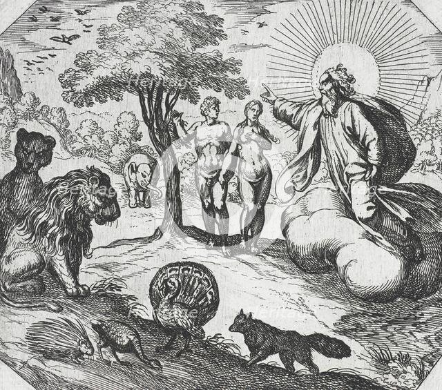 God Forbidding Adam and Eve to Eat of the Tree of Knowledge, 16th century. Creator: Antonio Tempesta.