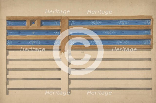 Design for a beamed ceiling with painted panels, 1830-97. Creators: Jules-Edmond-Charles Lachaise, Eugène-Pierre Gourdet.