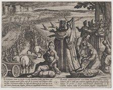 Plate 8: Women and Children Observe Civilis Battling the Romans, from The War of the Roma..., 1611. Creator: Antonio Tempesta.