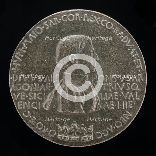 Alfonso V of Aragon, 1394-1458, King of Naples and Sicily 1443 [obverse], c. 1449. Creator: Pisanello.