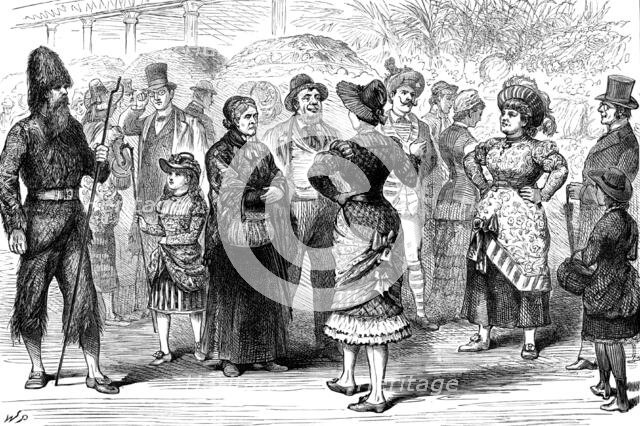 Masquerading market folk at the opening of the Southport Market-Hall, 1881. Creator: W. P..