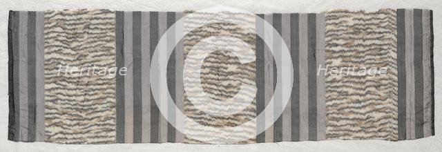 Silk with Gray and Purple Stripes, early 1800s. Creator: Unknown.