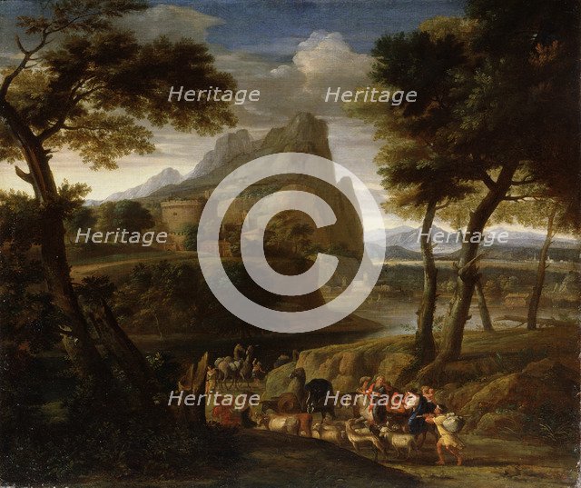 'Landscape with Caravan', 17th century. Artist: Gaspard Dughet