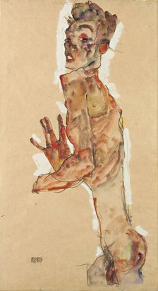 Self-Portrait with Splayed Fingers, 1911. Artist: Schiele, Egon (1890–1918)