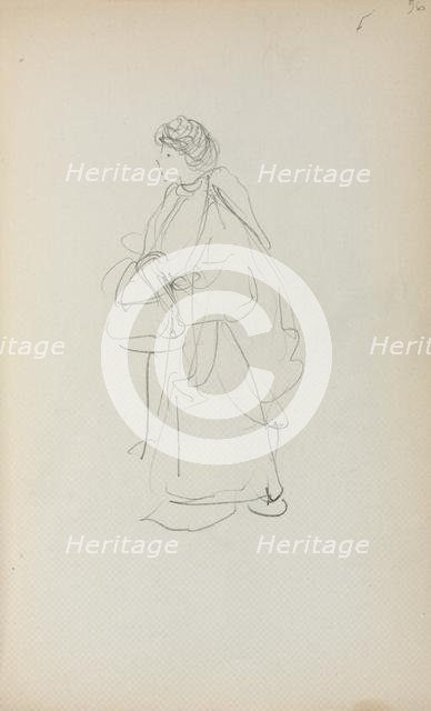 Italian Sketchbook: Standing Woman Holding a Satchel (page 56), 1898-1899. Creator: Maurice Prendergast (American, 1858-1924).