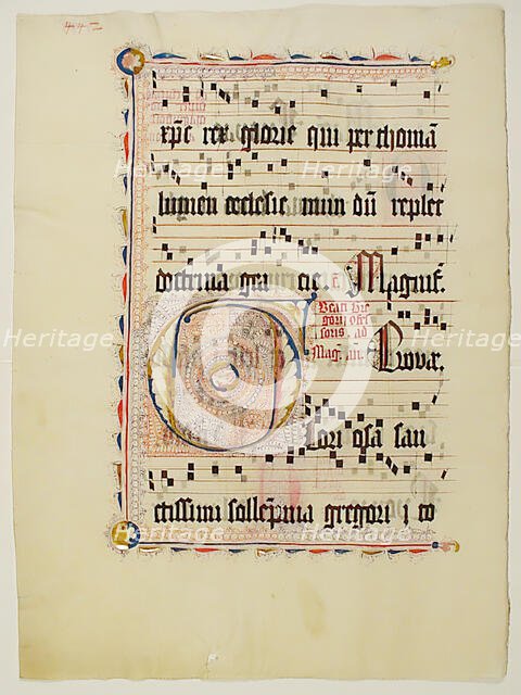 Manuscript Leaf with Initial F, from an Antiphonary, German, second quarter 15th century. Creator: Unknown.