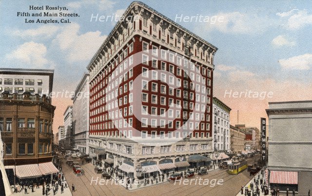 Hotel Rosslyn, 5th and Main Streets, Los Angeles, California, USA, 1915. Artist: Unknown