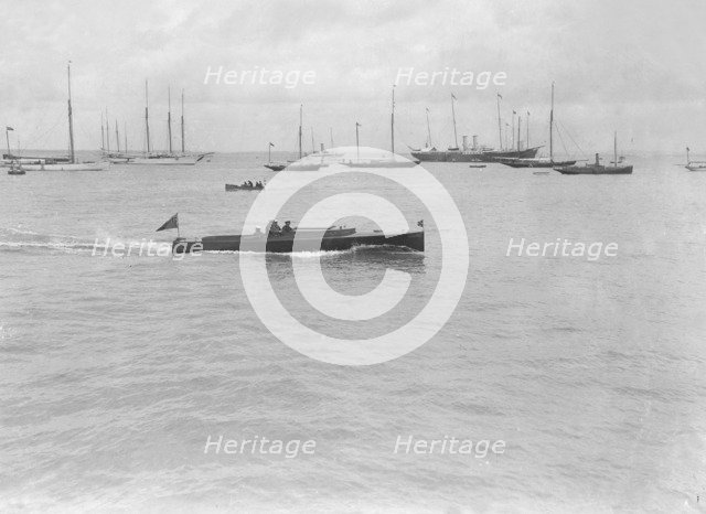 Motor launch 'Roley Poley' under way, 1920. Creator: Kirk & Sons of Cowes.