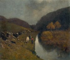 Landscape with Cows, 1880-1900. Creator: Béla Spányi.