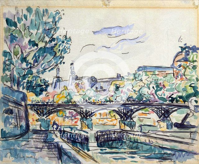 'Bank of the Seine Near the Pont des Arts with a View of the Louvre', early 20th century. Artist: Paul Signac