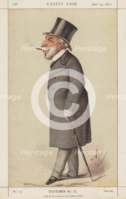 Vanity Fair: Statesman, No. 71 "One of the Lambs of the Political Fold", 1871. Creator: Carlo (Ape) Pellegrini (Italian, 1839-1889); Vanity Fair. (Boston: Frame Central, 1992.) p. 2, 14 Jan., 1871, S. No. 71.