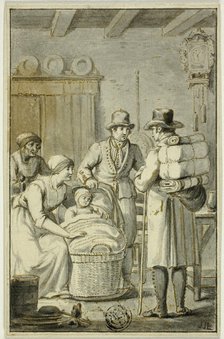 Traveler Talking with Family in Kitchen, n.d. Creator: Possibly Jacob Smies Dutch, 1764-1833.