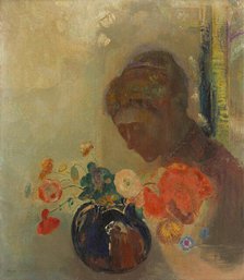 Woman With A Vase Of Flowers, c1903. Creator: Odilon Redon.