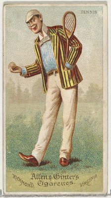 Tennis, from World's Dudes series (N31) for Allen & Ginter Cigarettes, 1888. Creator: Allen & Ginter.