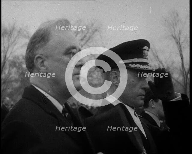 Franklin D Roosevelt, the President of the United States Standing Next to a Senior...,1933. Creator: British Pathe Ltd.