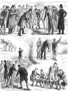 Working of the Land Court in Ireland: Sub-Commissioners examining a farm, 1881. Creator: Unknown.