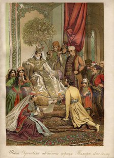 Shota Rustaveli presents his poem to Queen Tamar, 1880-1885. Creator: Zichy, Mihály (1827-1906).