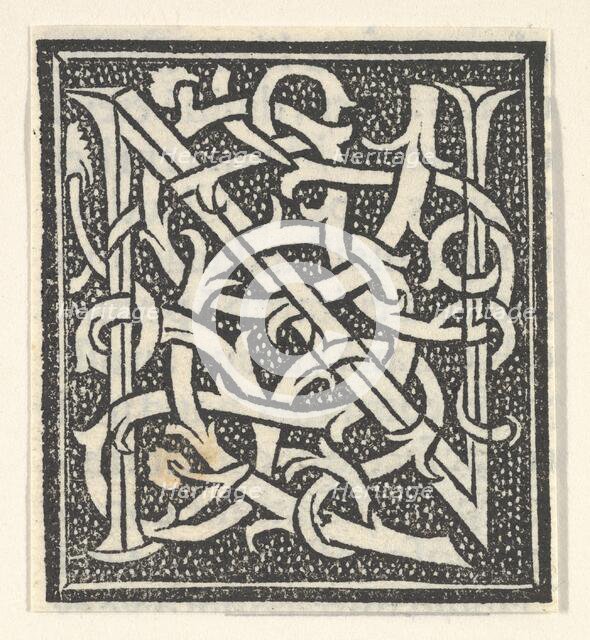 Initial letter N on patterned background, 1520., 1520. Creator: Anon.