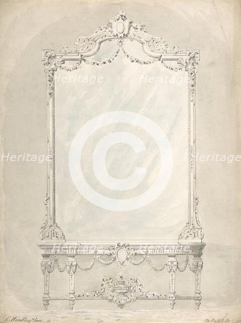 Design for a Side Table and Mirror, 1841-84. Creator: Charles Hindley & Sons.