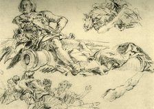 'Officer encamped beside a cannon', 1752-1753, (1928). Artist: Giovanni Battista Tiepolo.