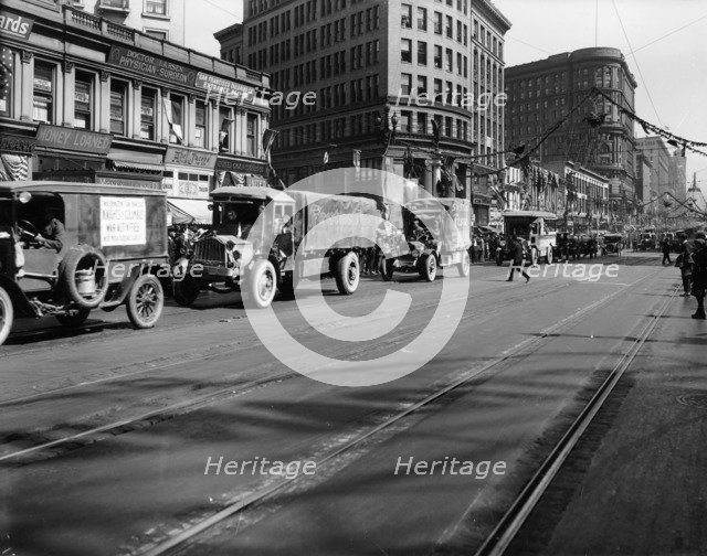 Trucks in Market Street, San Francisco, USA, c1922. Artist: Unknown