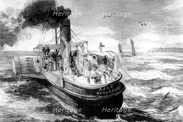 Taking soundings for a proposed Channel Tunnel, 1879. Artist: Unknown