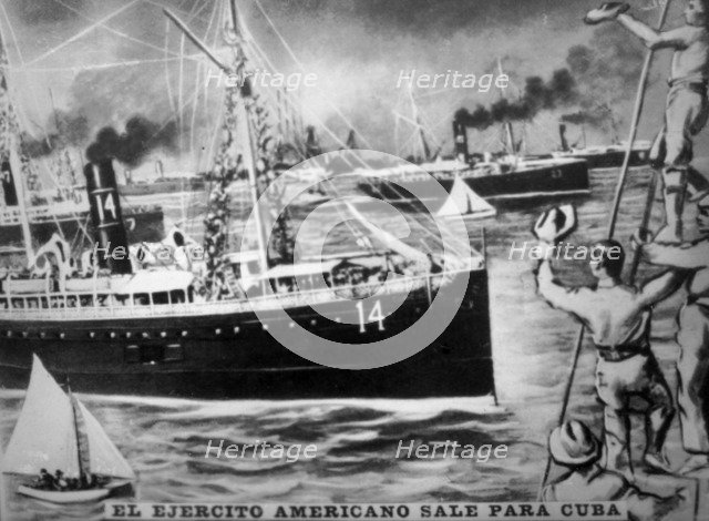 American army leaves for Cuba, (1898), 1920s. Artist: Unknown.