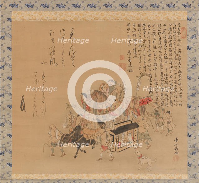 Pilgrims Travelling to Ise, 18th century. Creator: Chogo.