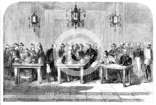 Signing of the Treaty between England and China at Tien-tsin on June 26, 1858, (1858). Creator: Unknown.