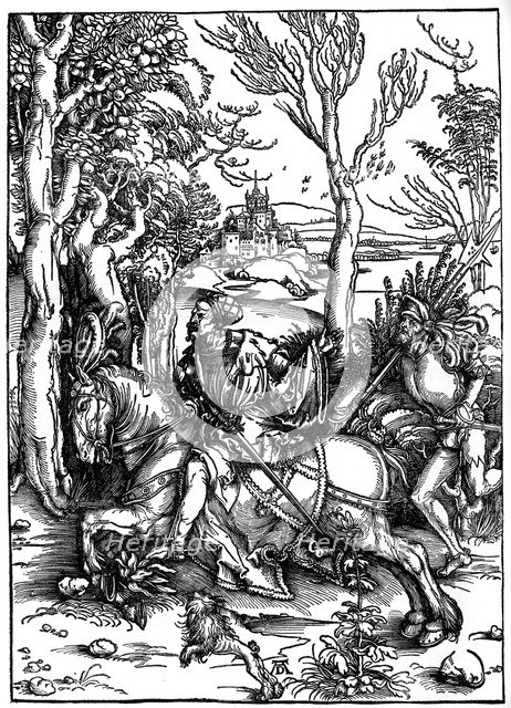 The Knight and the Landsknecht (Soldier Servant)', 1497-1498, (1936). Artist: Albrecht Dürer