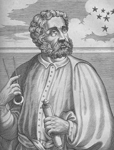 Portrait of Ferdinand Magellan. (From Isaac Bullart’s Academie des sciences et des arts), 1682. Artist: Larmessin, Nicolas de (1640-1725)