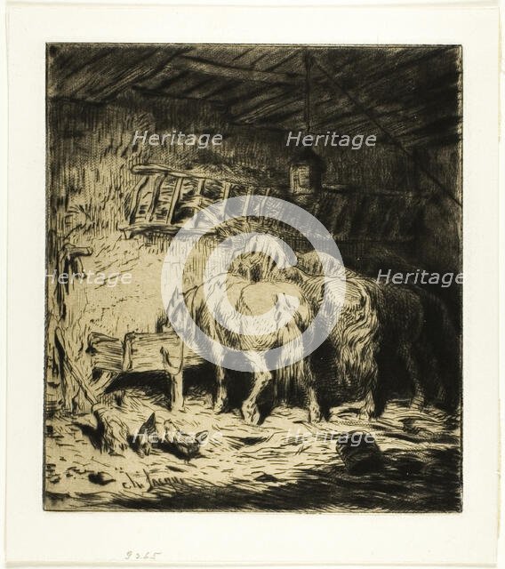 Stable, 1848. Creator: Charles Emile Jacque.