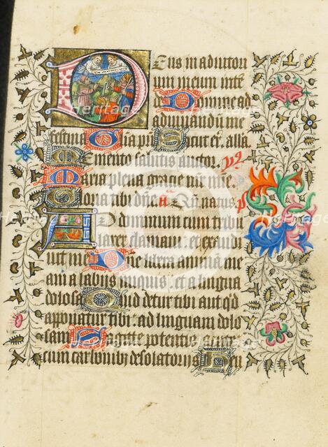 Initial D: The Annunciation to the Shepherds; Book of Hours, about 1430-1440. Creator: Fastolf Master.