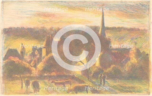 Eglise et ferme d'Éragny (A Church and Farm at Éragny), 1890. Creator: Camille Pissarro.